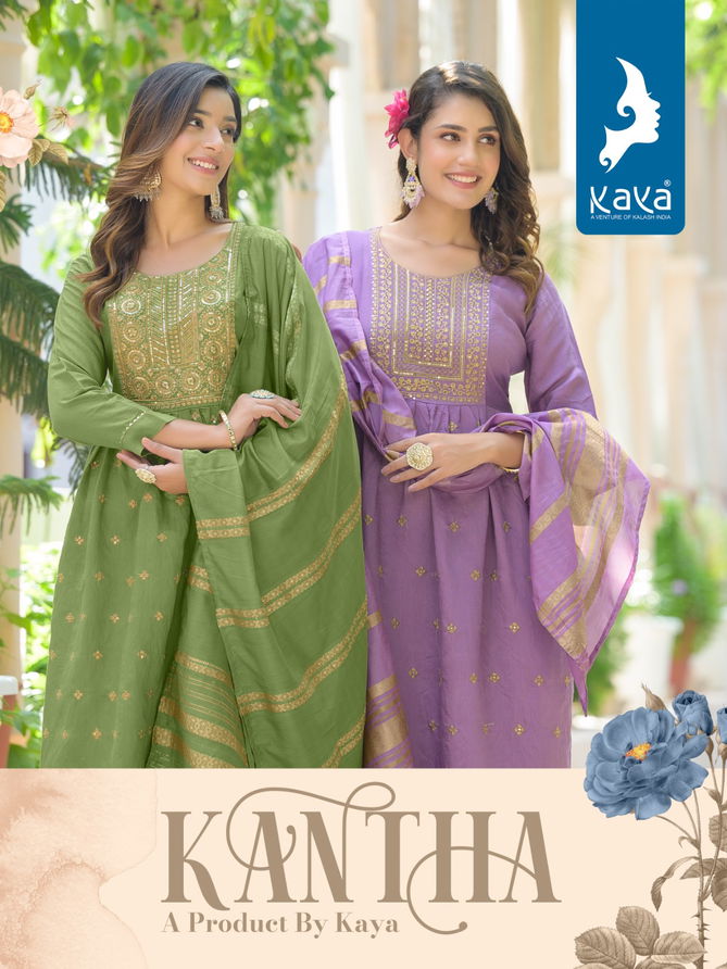 Kaya Kantha Viscose Silk Readymade Suits Catalog
